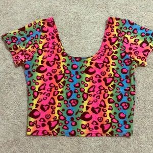 Colorful cheetah Lisa Frank crop top